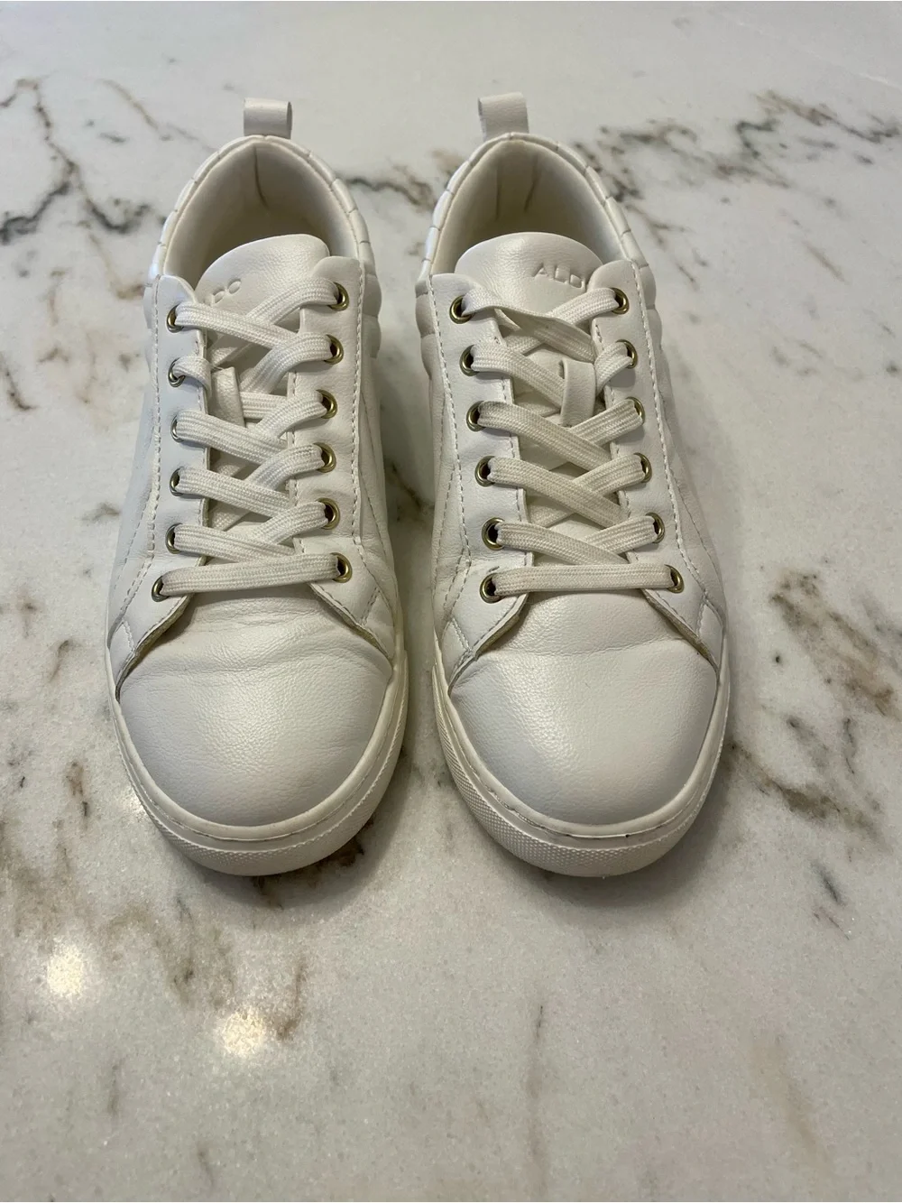 ALDO White Quilted Platform Lace-Up Sneakers